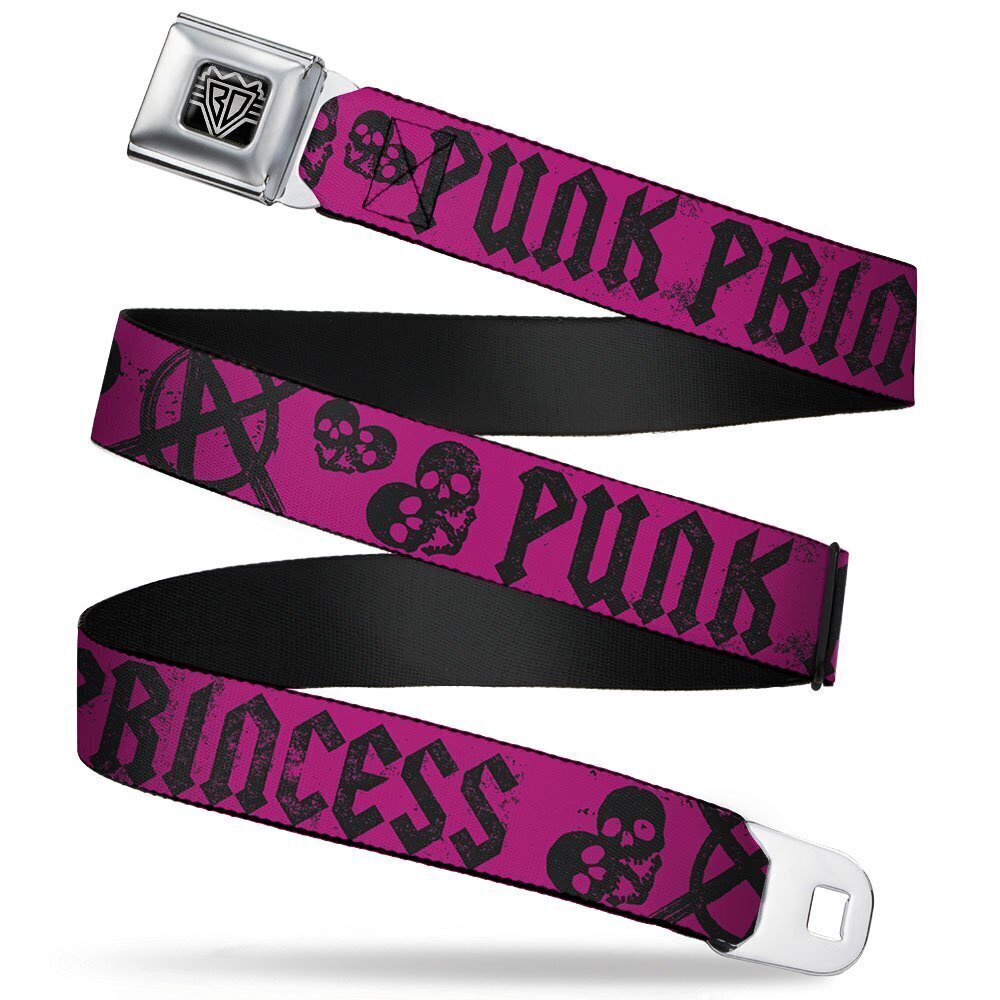 6914 Seatbelt Belt - Punk Princess Fuchsia/Black - 1.0" Wide - 20-36 Inches